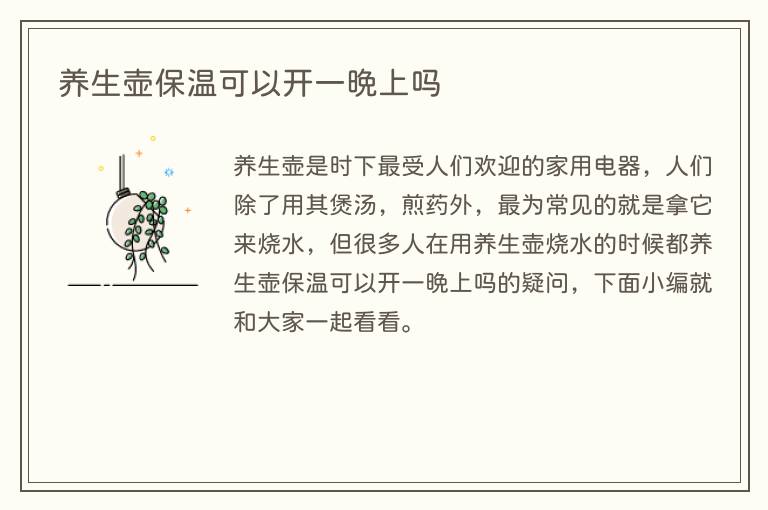 养生壶保温可以开一晚上吗